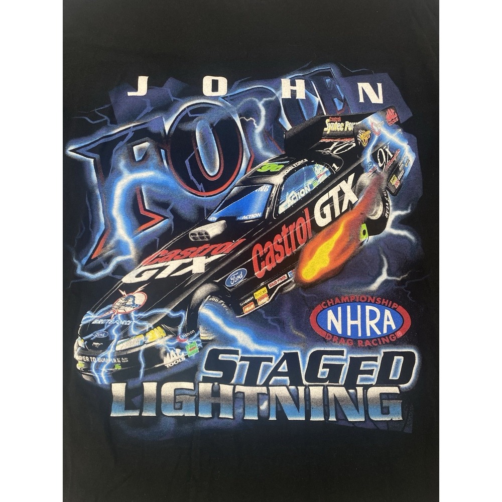 Vintage 2000 John Force‎ Funny Car GTX Castrol Staged Lightning Shirt Size Large